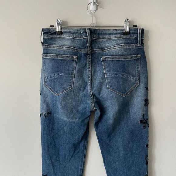 DRIFTWOOD Jackie Skinny Embroidered Denim Jeans Mid-Rise Dark Wash Blue 27 - Picture 5 of 9